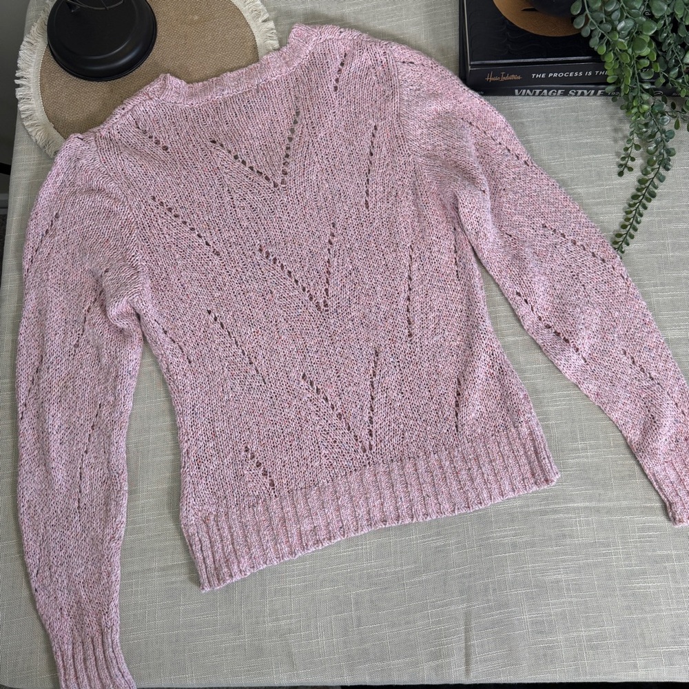 As by Df Womens Pink Long Sleeve Pullover Knit Sweater Top Size XS - Picture 9 of 10